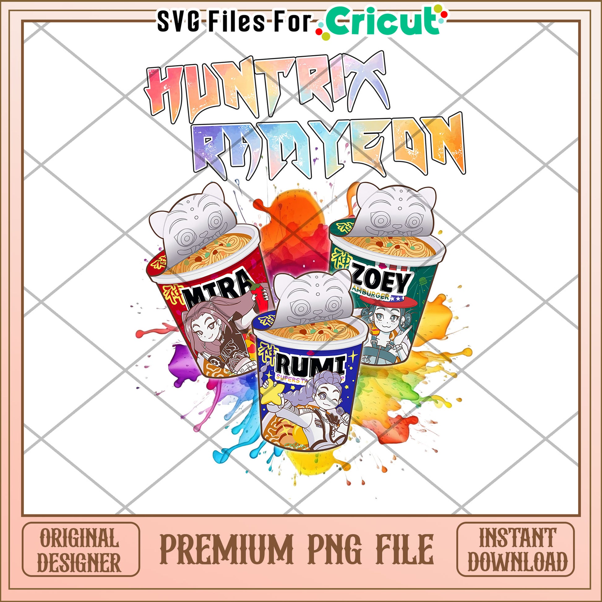 HUntrix ramyeon png, kpop band png, huntrix tiger png
