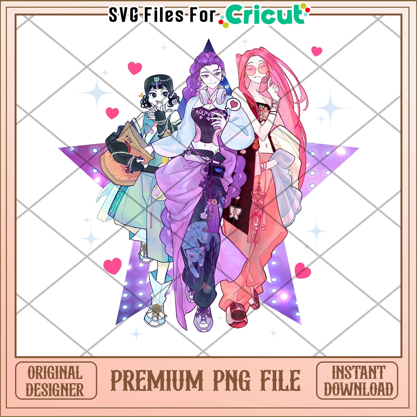 HUntrix stars png, kpop cartoon png, saja boys png