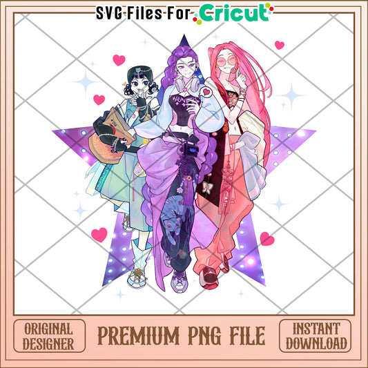 HUntrix stars png, kpop cartoon png, saja boys png