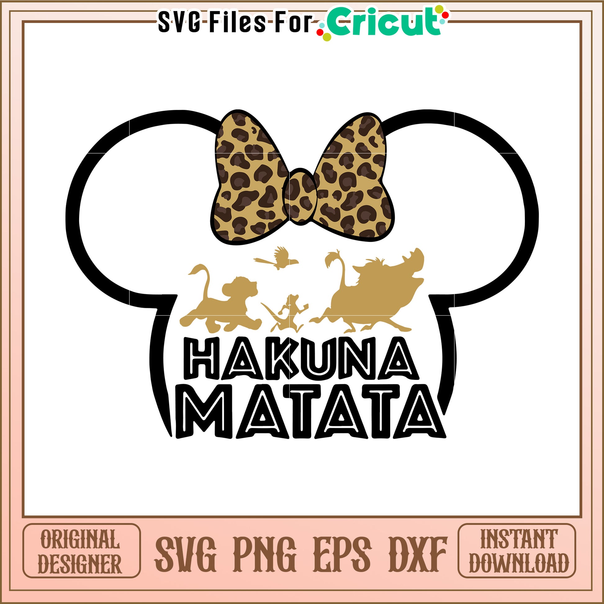 Hakuna Matata SVG Design Leopard Bow Ears