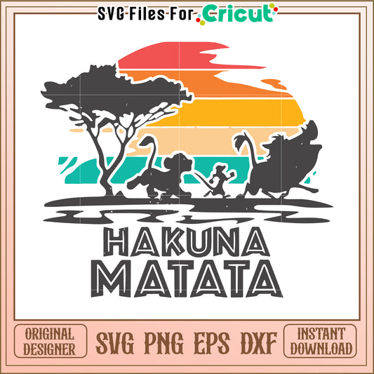 Hakuna Matata design with vibrant sunset colors, perfect for decor