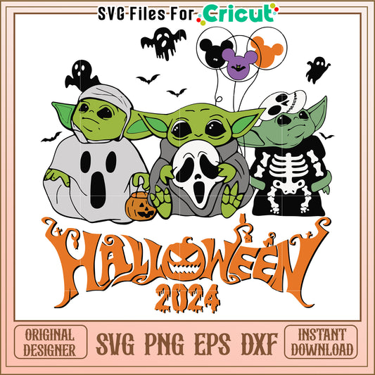 Halloween 2024 SVG Yoda PNG EPS DXF