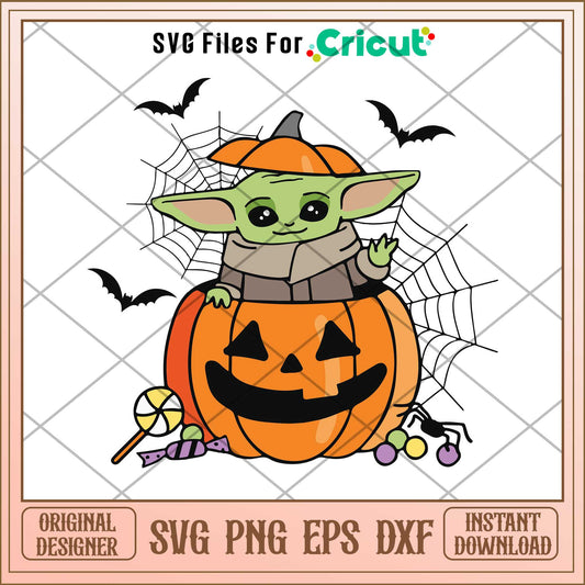Halloween Baby Yoda Hug Pumpkin svg, The Mandalorian  svg,   digital download