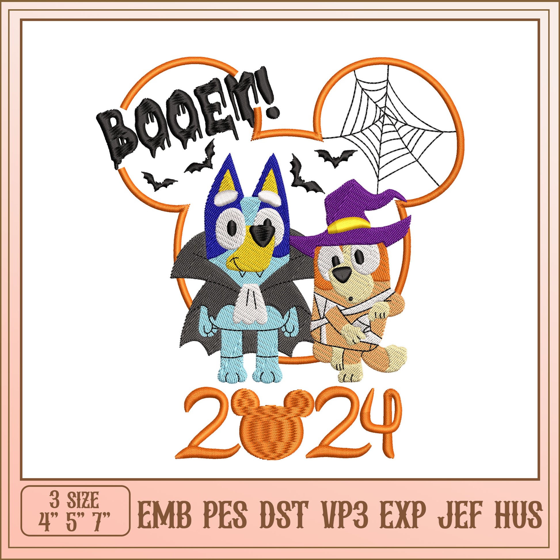 Halloween Bluey Embroidery Design 2024