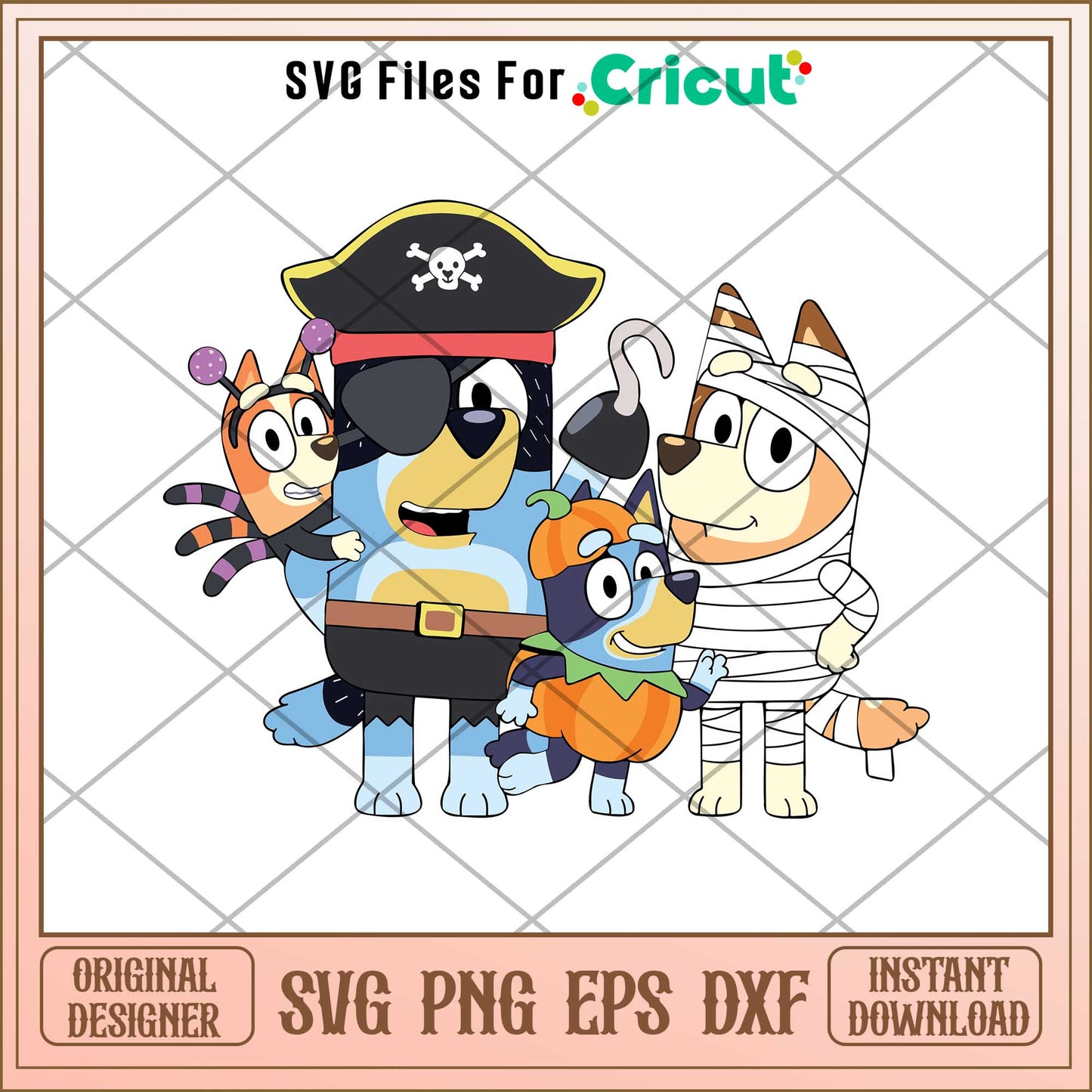 Halloween Bluey Family Svg, bluey characters svg, Digital Download