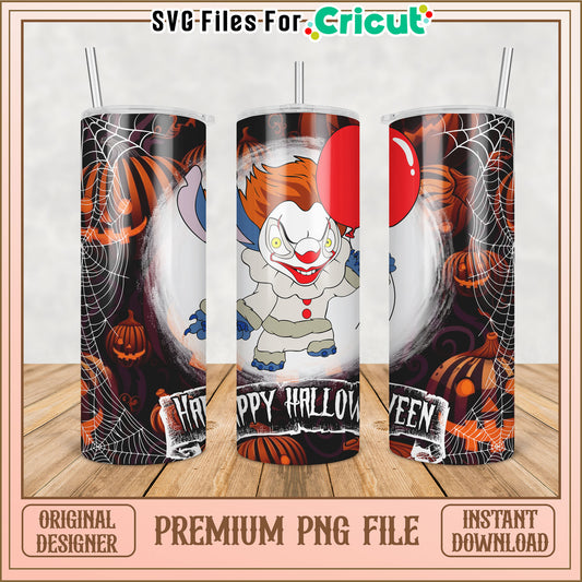 Halloween Clown Tumbler Design PNG for Cricut Crafting Files