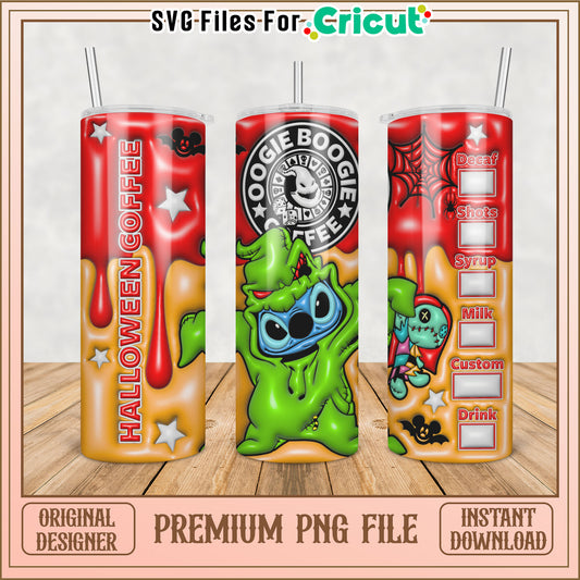 Halloween Coffee Tumbler PNG Sublimation Design