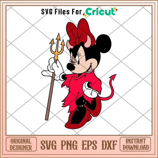 Halloween Devil Minnie Mouse Sticker svg, Disney characters svg, Digital Download 