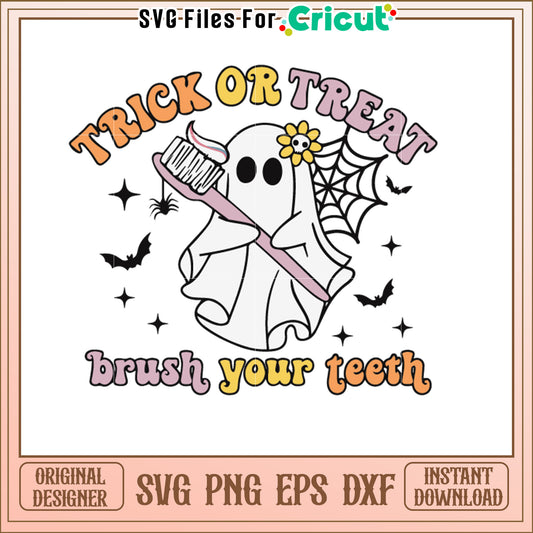 Halloween Ghost Brushing Teeth SVG