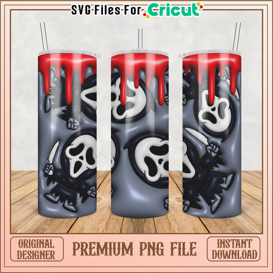 Halloween Ghost Face PNG Tumbler Design