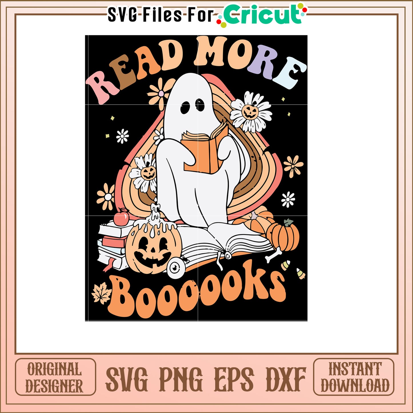 Halloween Ghost Reading Books SVG