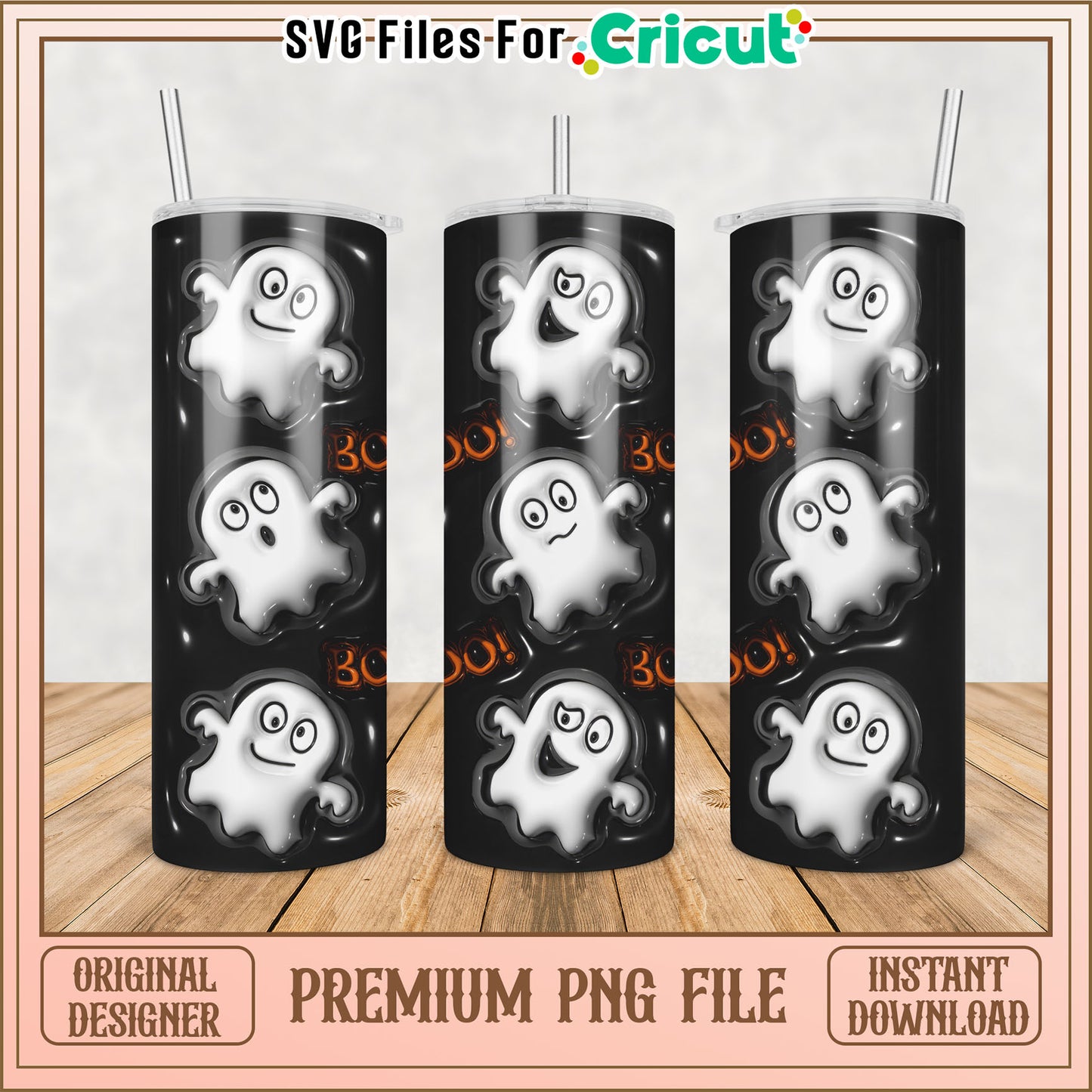 Halloween Ghost Tumbler PNG Design Instant Download
