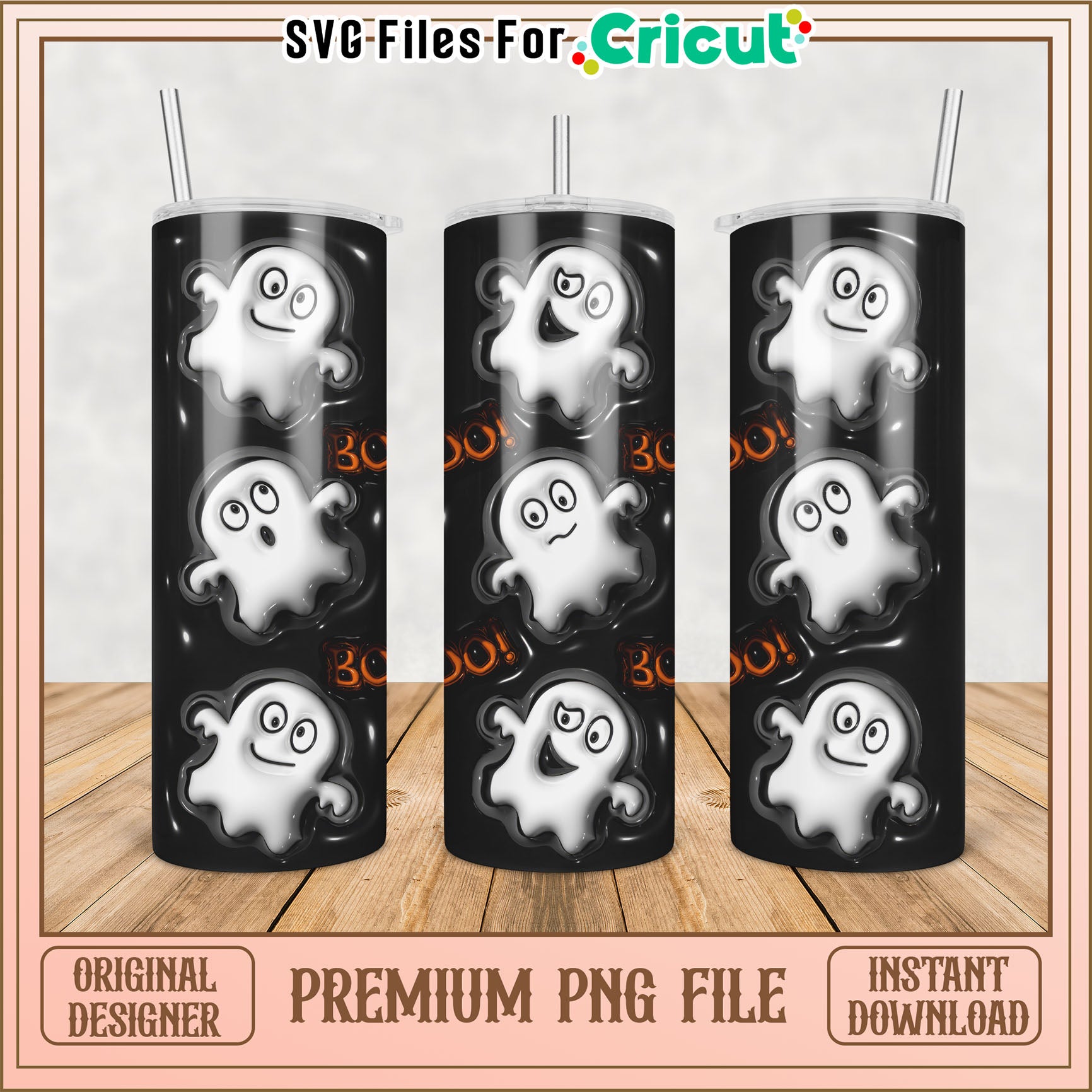 Halloween Ghost Tumbler PNG Design Instant Download