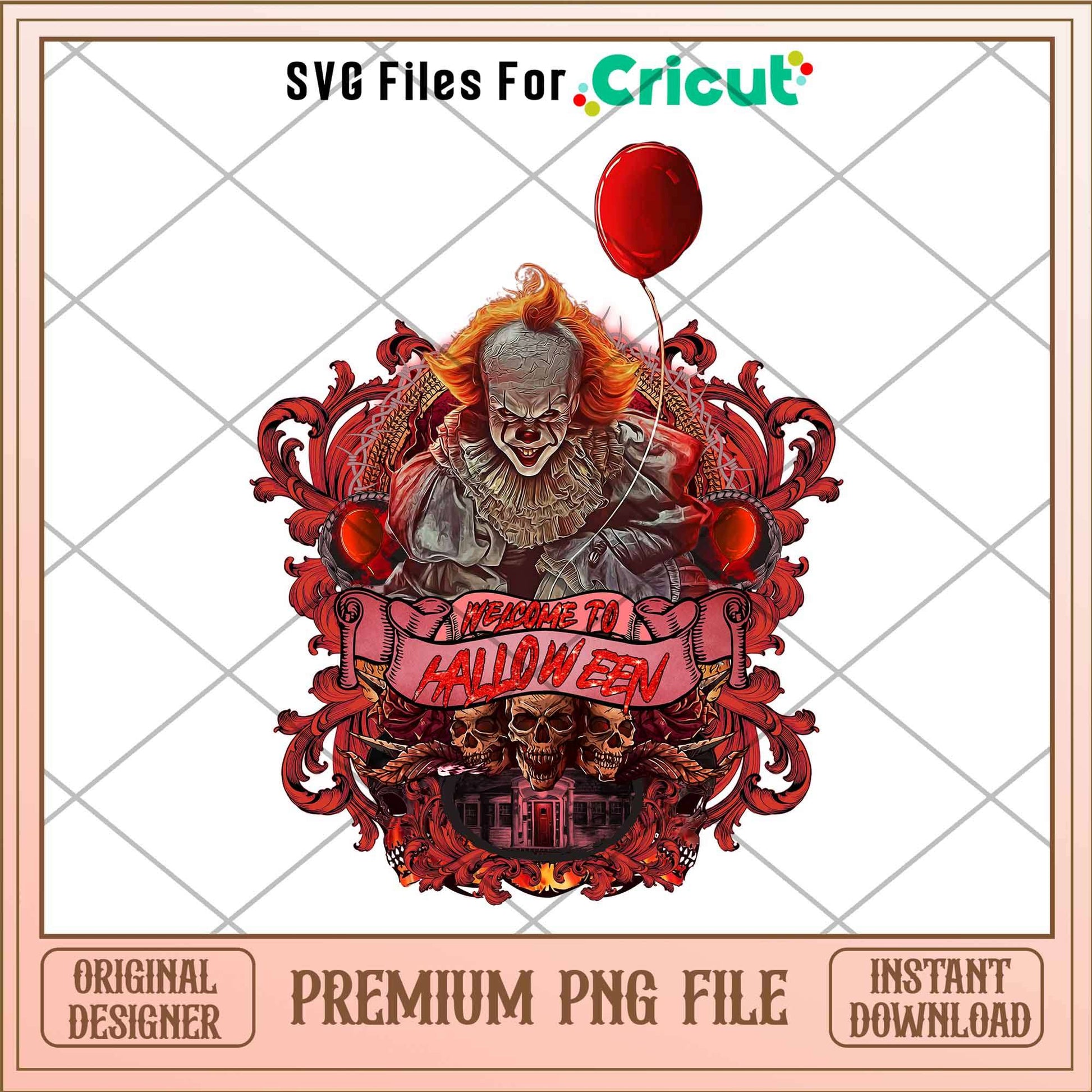 Halloween Horror Pennywise png, Horror characters png, Digital Download