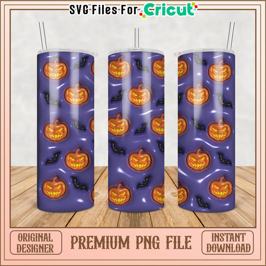 Halloween Pumpkin Bat Tumbler PNG