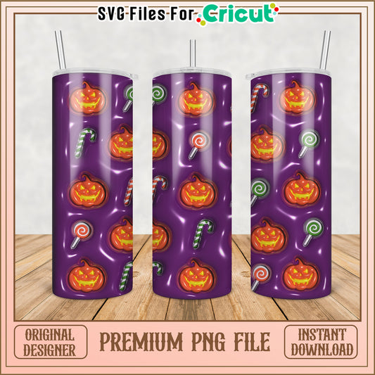 Halloween Pumpkin Candy PNG Tumbler