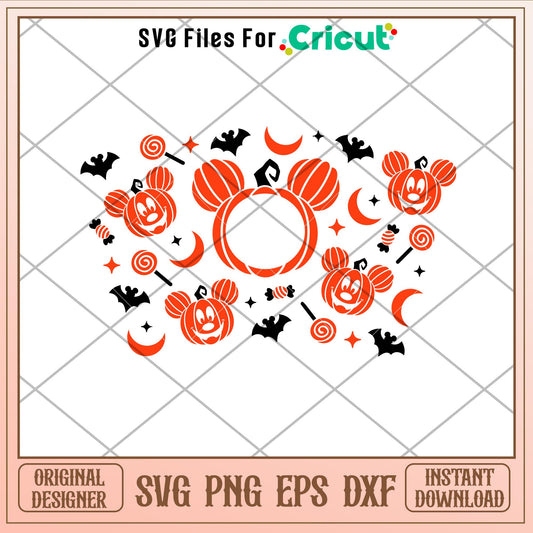 Halloween Pumpkin Ears Full Wrap, Halloween Pumpkin Mickey Mouse Full Wrap Svg