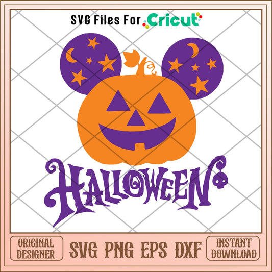 Halloween Pumpkin Mickey Head   svg, Disney characters svg, Digital Download