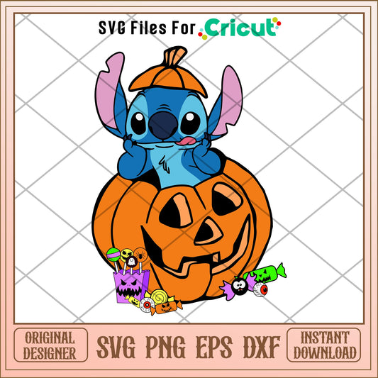 Halloween Pumpkin Stitch embroidery svg, Disney characters svg, Digital Download