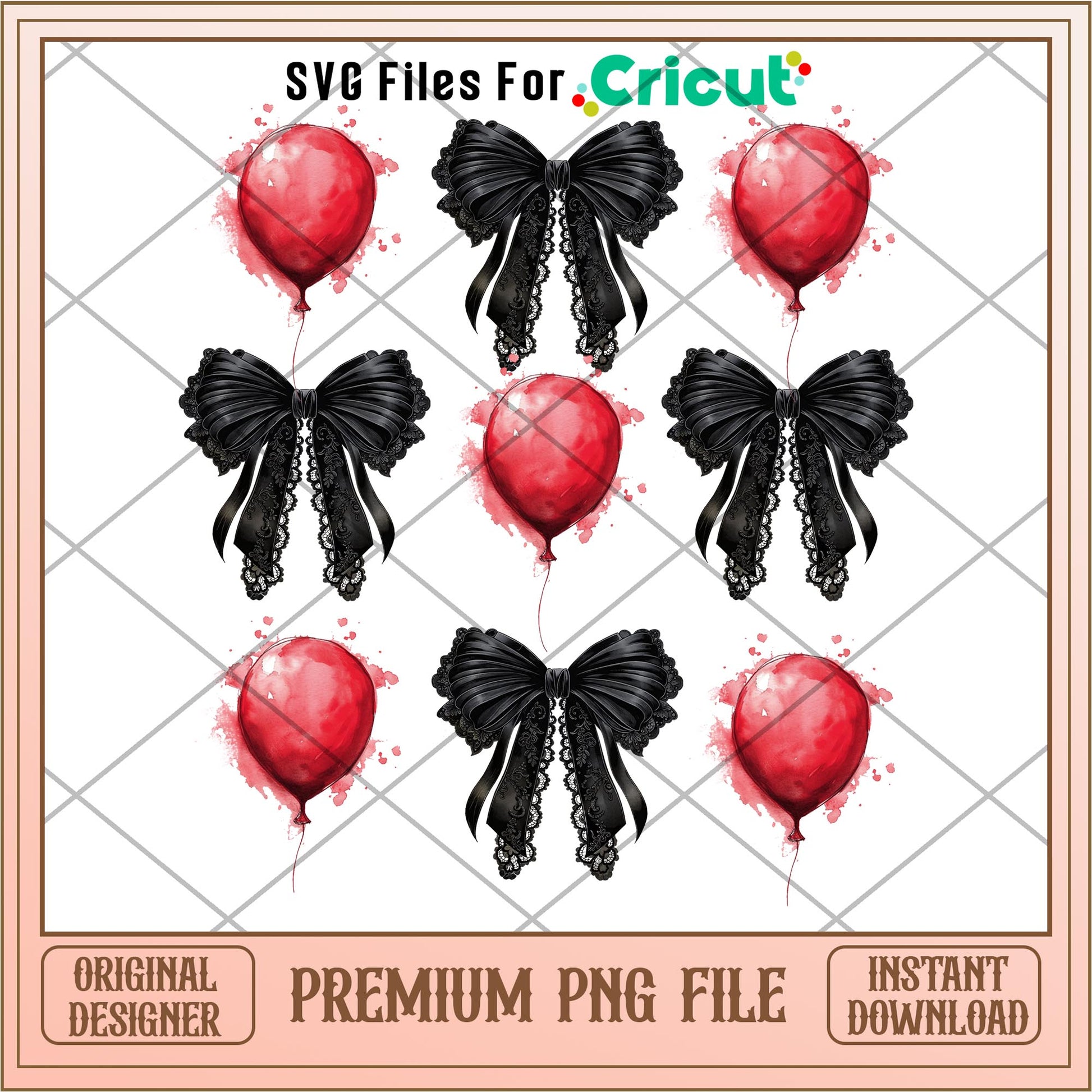 Halloween Red Balloon Coquette Bow png, Horror characters png, digital download