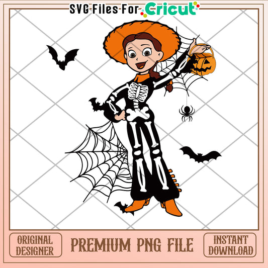 Halloween Skeleton Girl PNG Cricut