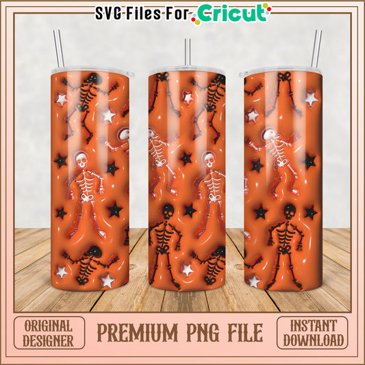 Halloween Skeleton Tumbler PNG Design for Cricut Projects