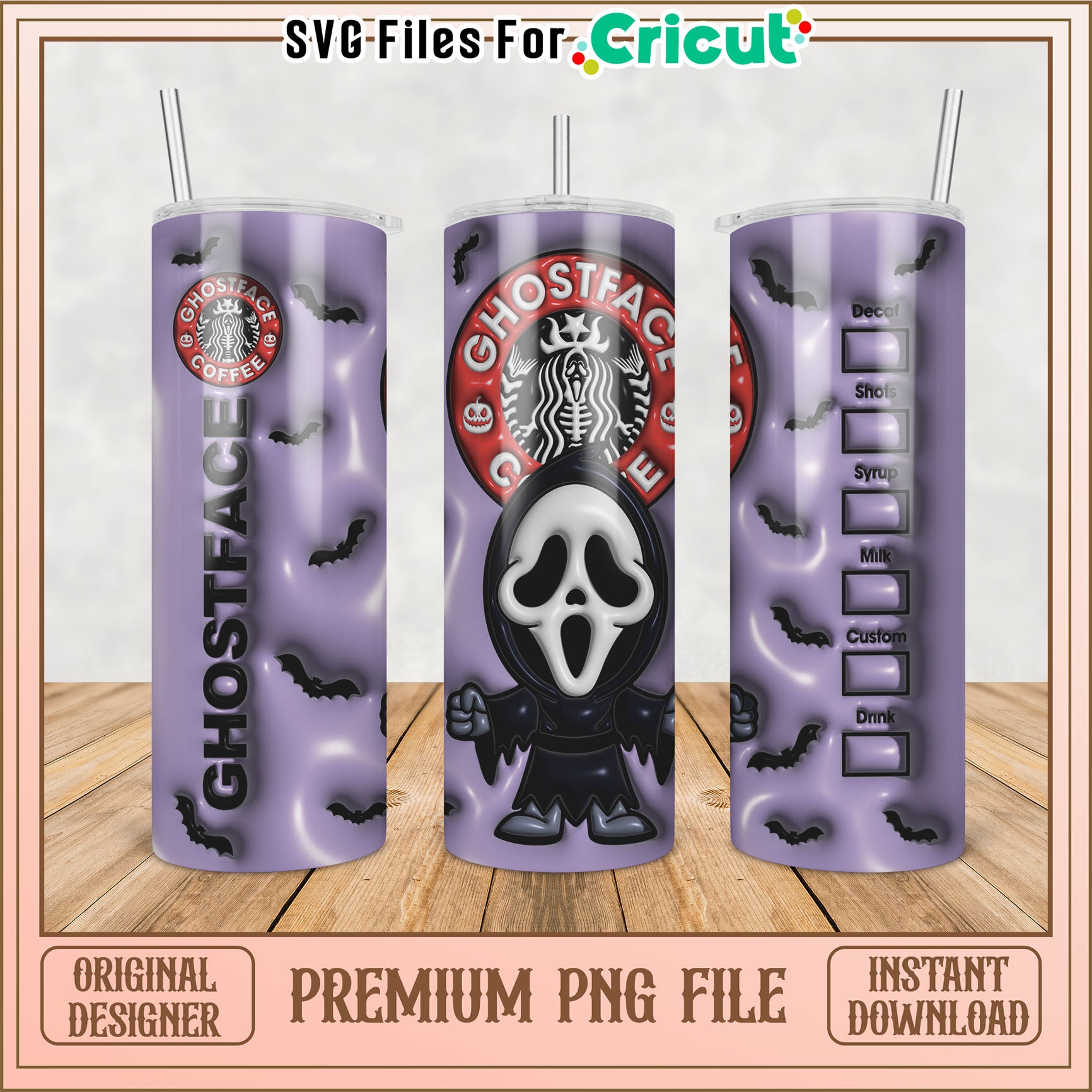 Halloween Starbucks Ghostface PNG Sublimation