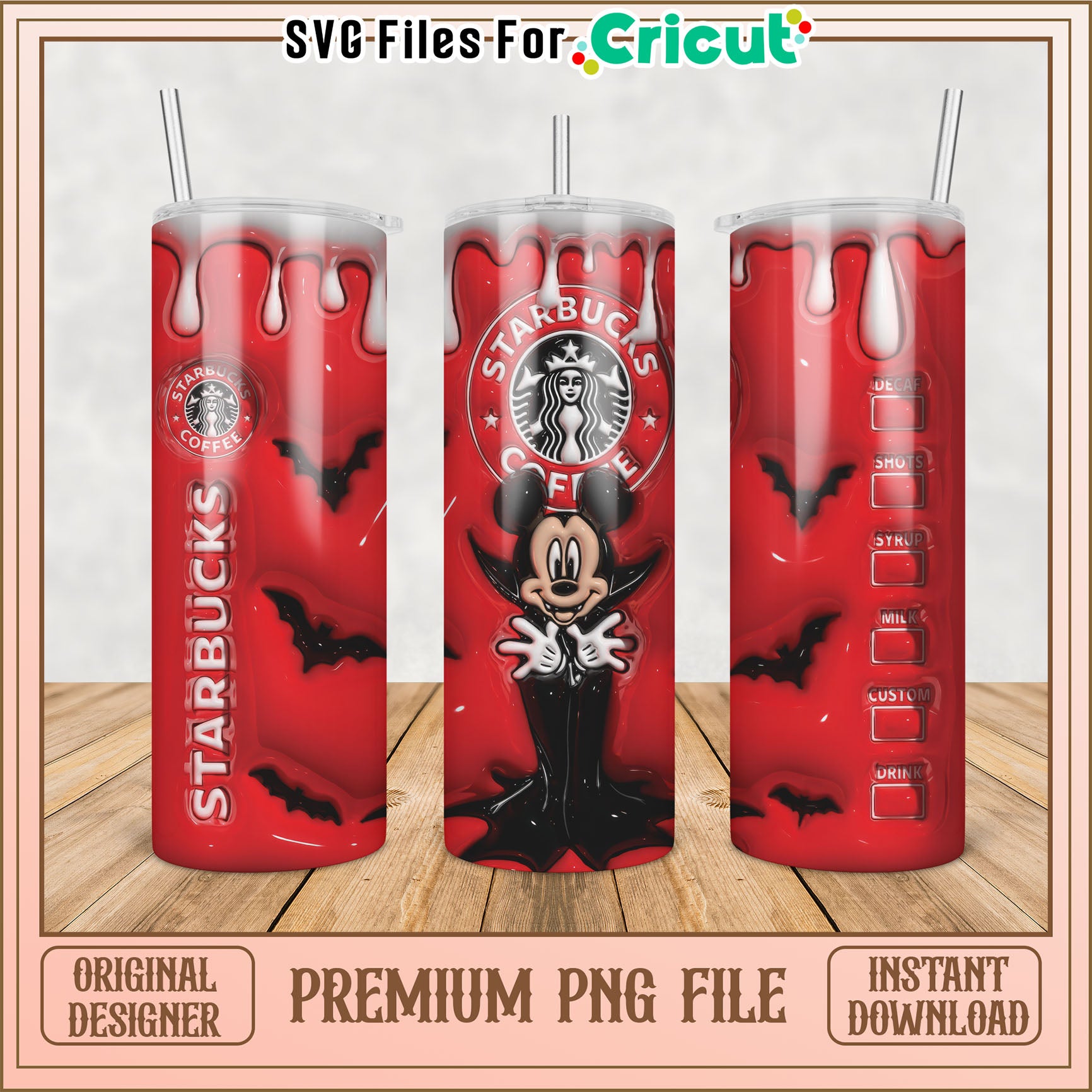 Halloween Starbucks Vampire Mickey PNG