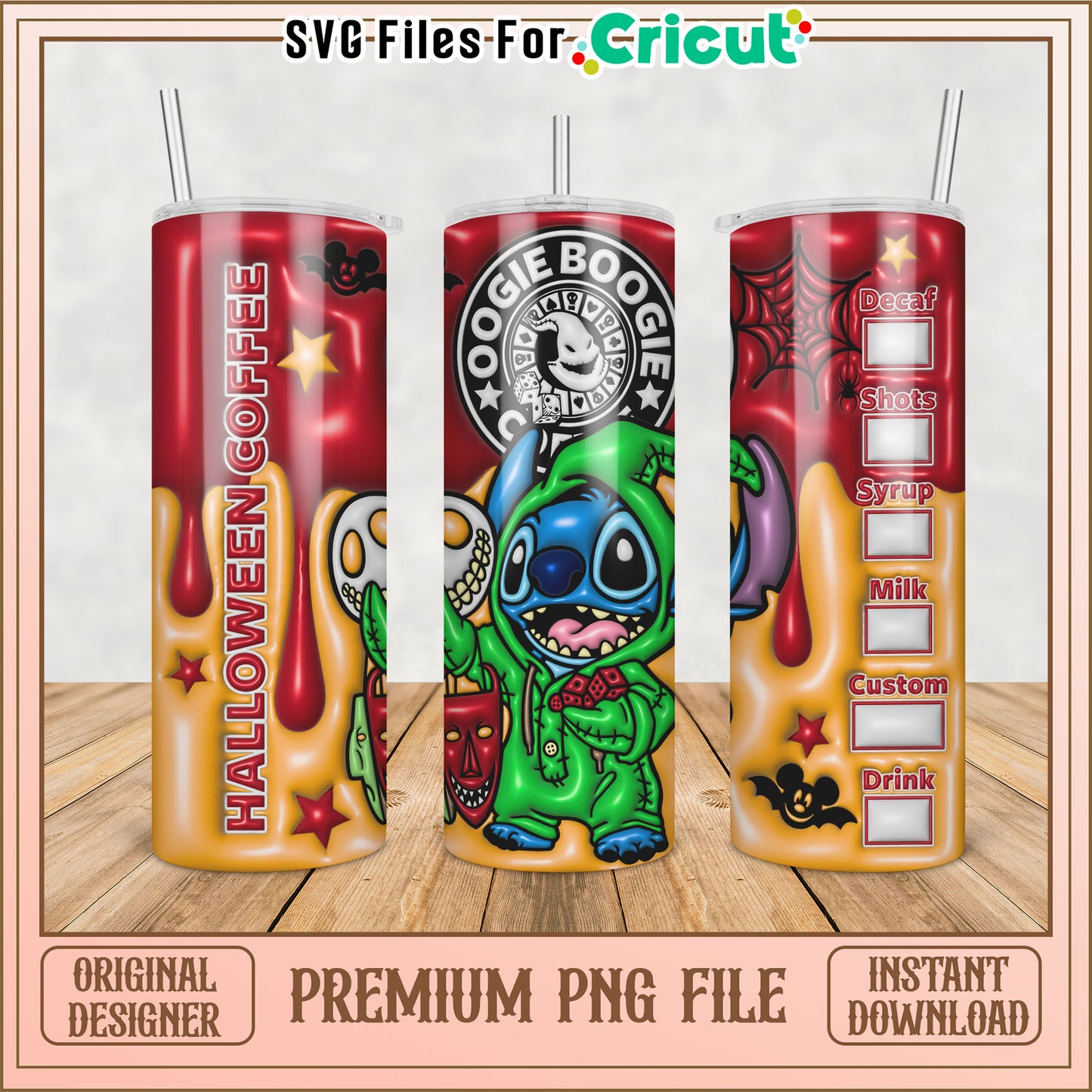 Halloween Stitch Coffee Tumbler PNG