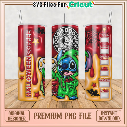 Halloween Stitch Coffee Tumbler PNG
