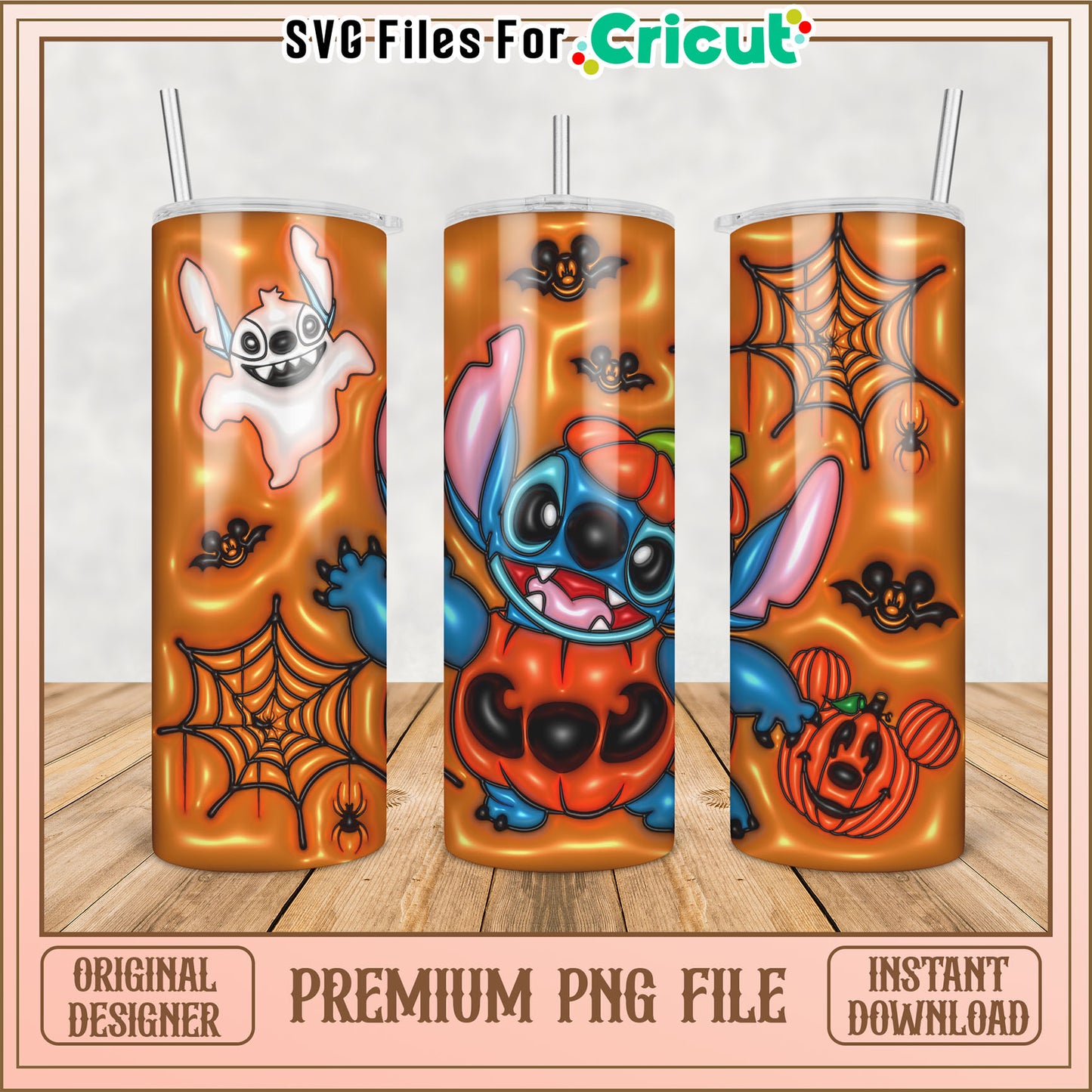 Halloween Stitch Tumbler PNG Sublimation Design