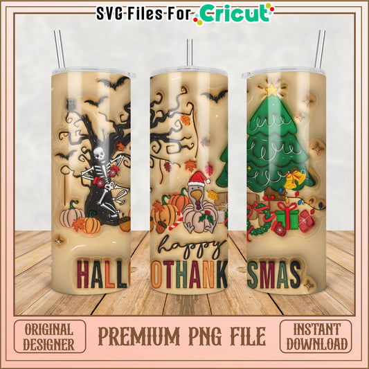 Halloween Thanksgiving Christmas Tumbler PNG
