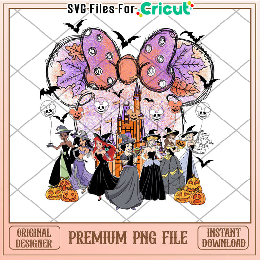Halloween Themed PNG File for Cricut with Disney Princesses