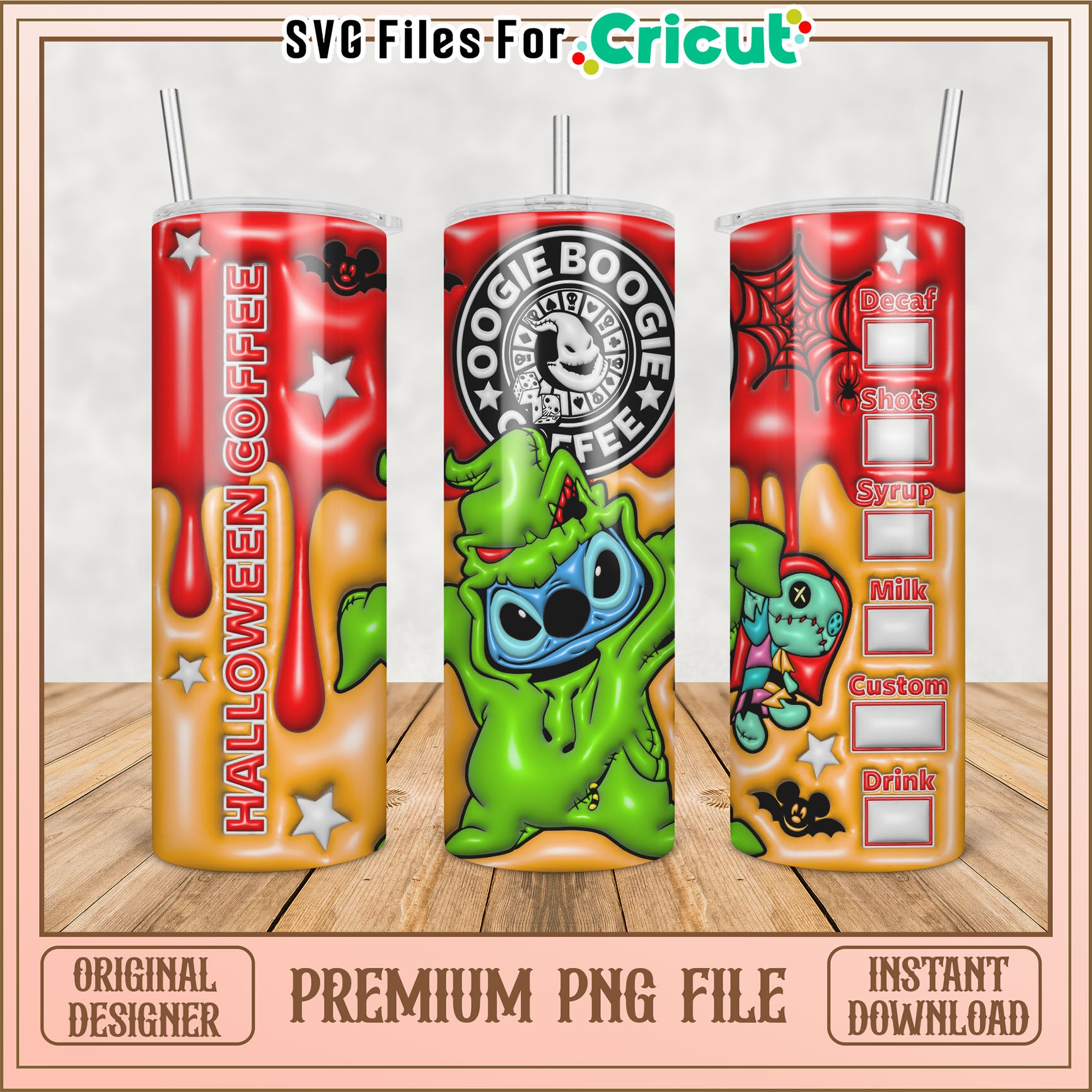 Halloween Tumbler Design PNG File for Cricut Instant Download