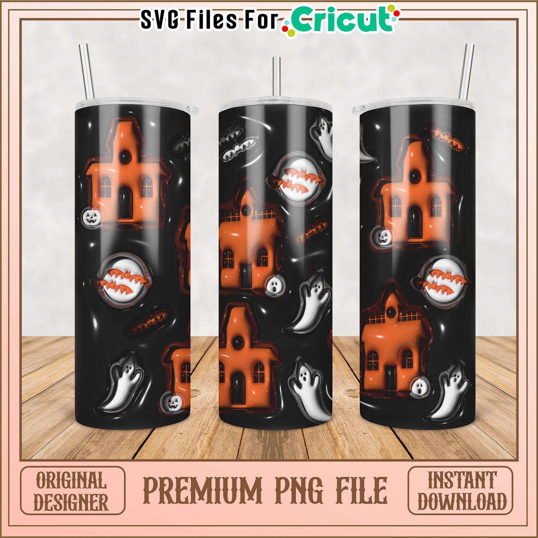 Halloween Tumbler Design PNG for Cricut Instant Download File