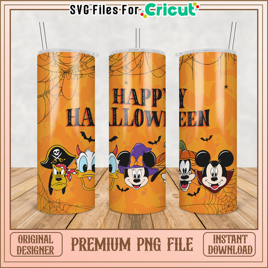 Halloween Tumbler Design with Mickey and Friends PNG Format