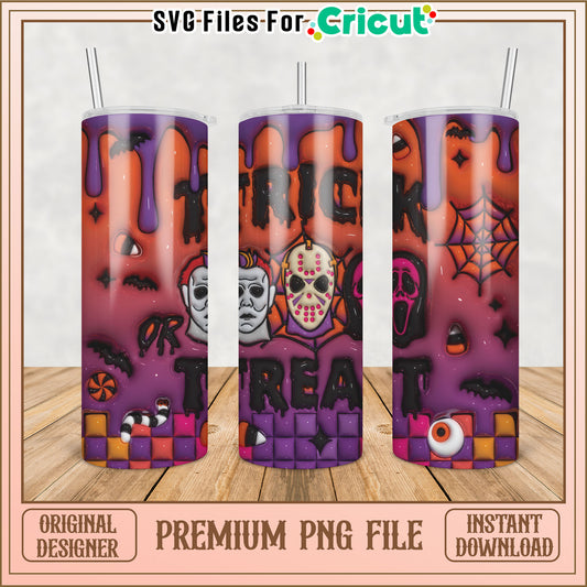 Halloween Tumbler Design with Spooky Graphics and Colors PNG