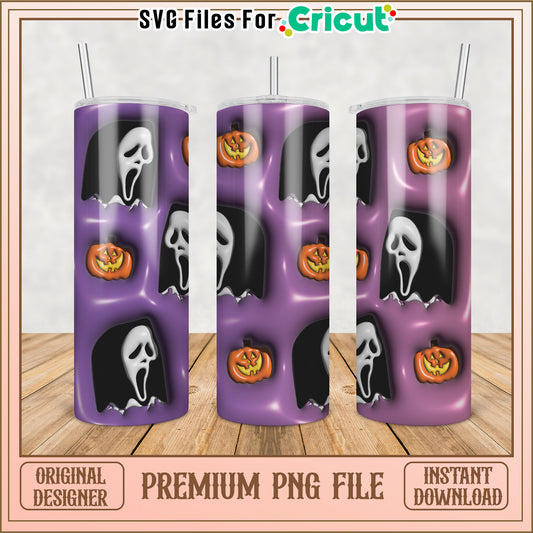Halloween Tumbler PNG Design Ghost & Pumpkins