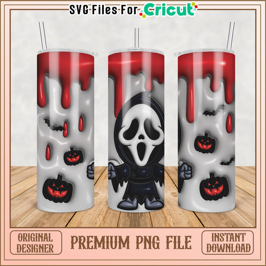 Halloween Tumbler PNG Design Ghostface & Pumpkins