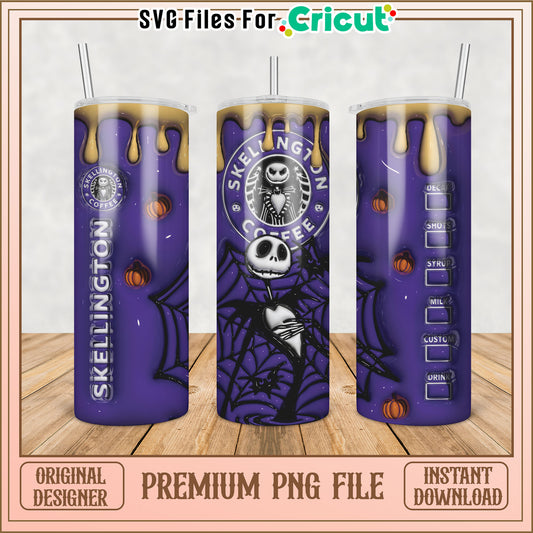 Halloween Tumbler PNG Jack Skellington Design