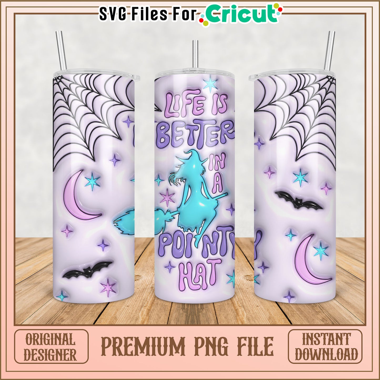 Halloween Witch Tumbler PNG Design