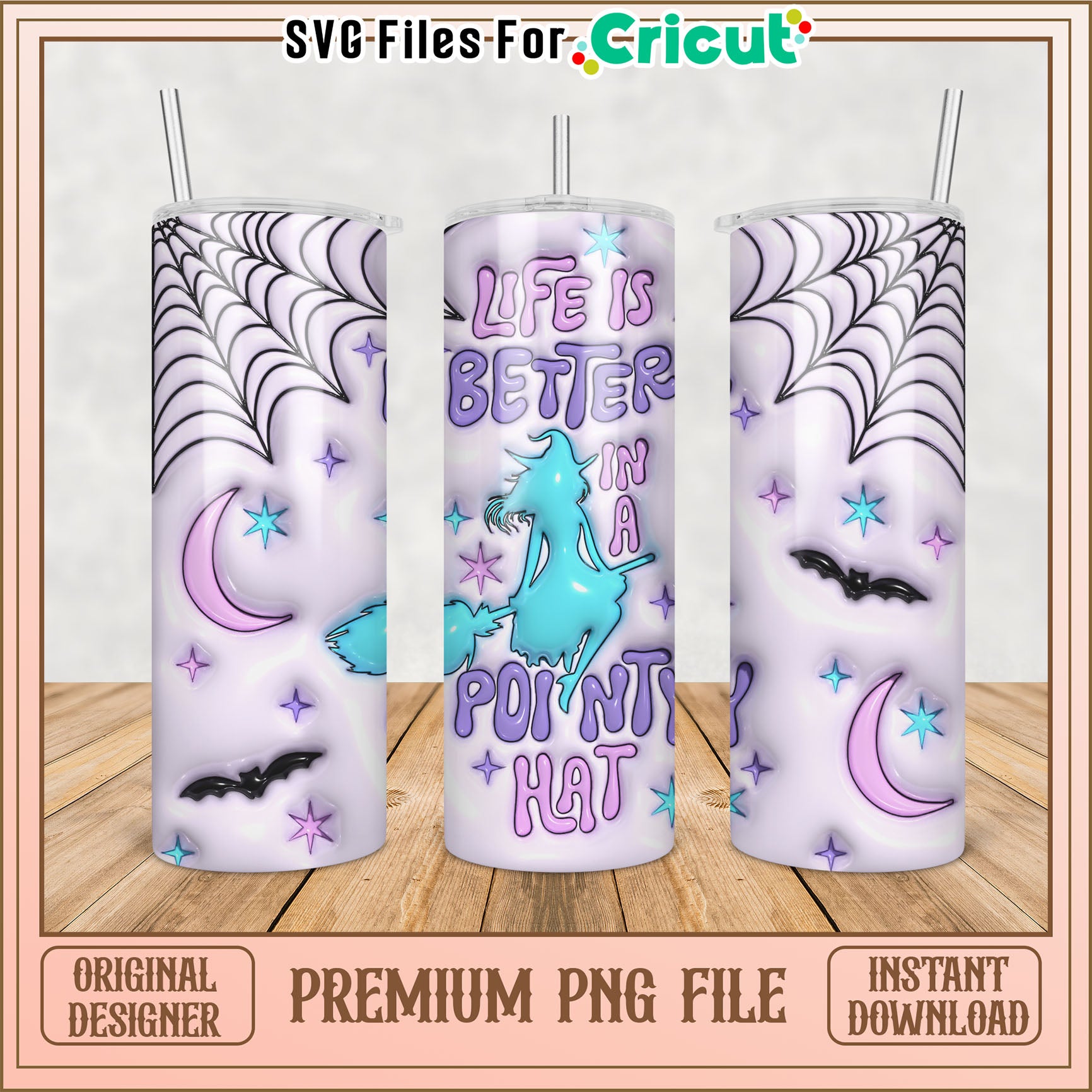 Halloween Witch Tumbler PNG Design