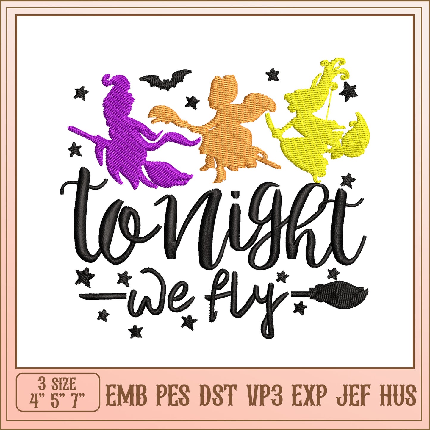 Halloween Witches Embroidery Design