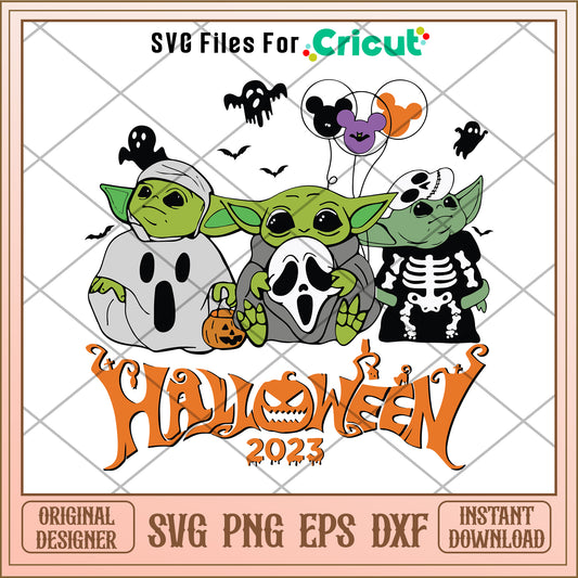 Baby yoda halloween pumpkin 2023 svg