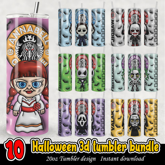 Halloween 3D Tumbler, Horror characters 3D tumbler wrap