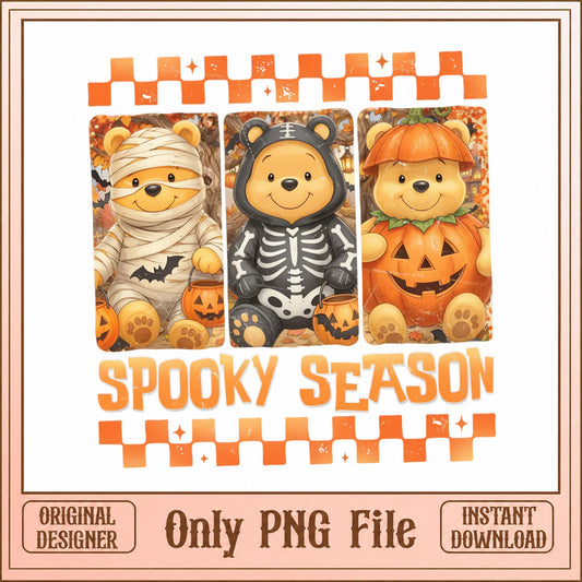 Halloween Bear Bundle PNG, Spooky Season Clipart, Cute Bear PNG