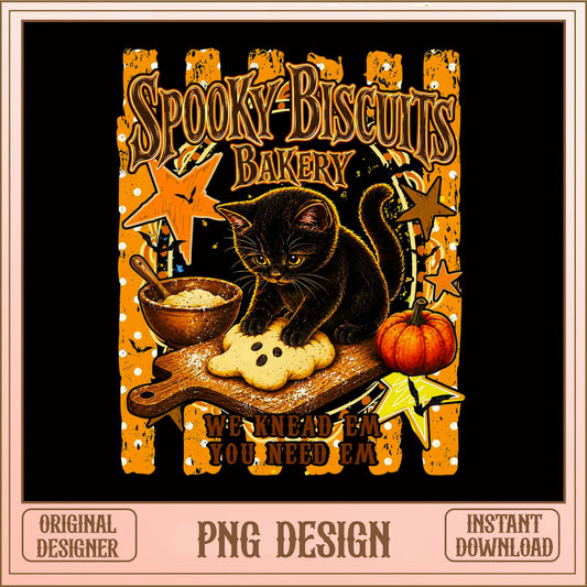 Halloween Black Cat Bakery PNG, Spooky Biscuits Cat PNG, Funny Cat PNG