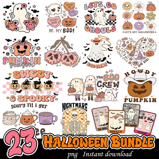 Halloween nightmare art Bundle Png, Halloween retro art bundle