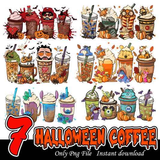 Halloween coffee png Bundle, Halloween coffee art bundle