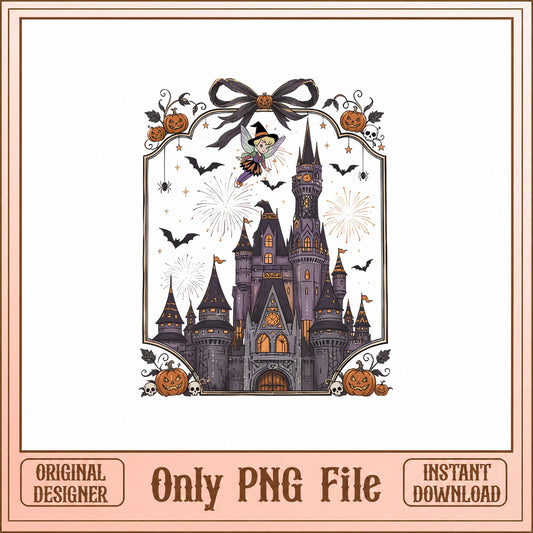 Halloween Castle PNG, Spooky Witch Pumpkin Design, PNG File